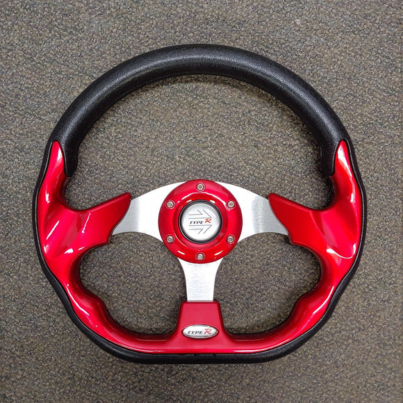 Red Custom Racer Golf Cart Steering Wheel with Adapter