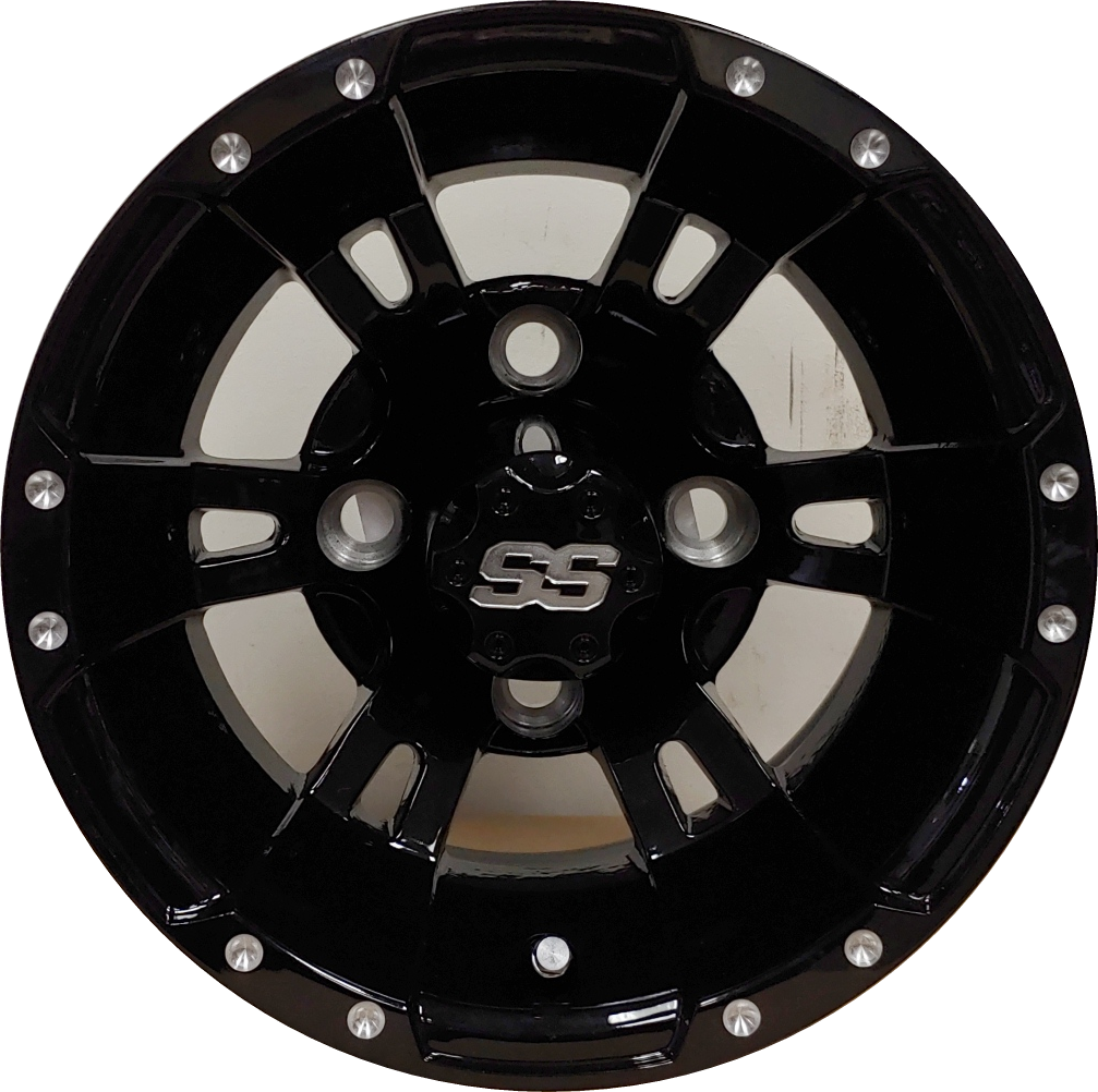 10" Aluminum Golf Cart Wheel Excalibur Series 57 Gloss Black Cart