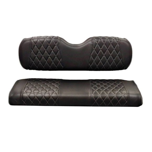 EXCALIBUR Premium Diamond Stitch Seat Cover Set - Black w/ Carbon Grey Stitching