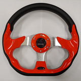 Orange Custom Racer Golf Cart Steering Wheel with Adapter