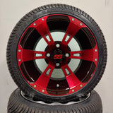 12in. Low Pro 215/35-12 on Excalibur Series 57 Black/Red Machined Face Wheel - Set of 4