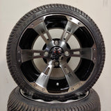 12in. Low Pro 215/35-12 on Excalibur Series 57 Black/Machined Face Wheel - Set of 4