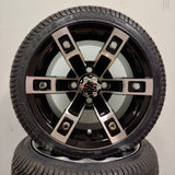 12in. Low Pro 215/35-12 on Excalibur Series 71 Black/Machined Face Wheel - Set of 4