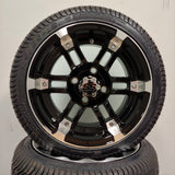 12in. Low Pro 215/35-12 on Excalibur Series 77 Black/Machined Face Wheel - Set of 4