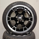 12in. Low Pro 215/35-12 on Excalibur Series 70 Black/Machined Face Wheel - Set of 4