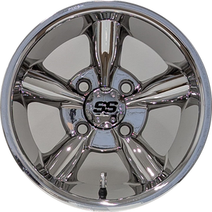 12" Aluminum Golf Cart Wheel - Excalibur Series 82 - Chrome