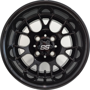 12" Aluminum Golf Cart Wheel - Excalibur Series 85 - Gloss Black