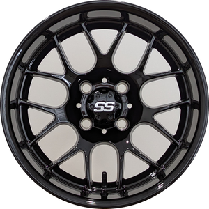 14" Aluminum Golf Cart Wheel - Excalibur Series 85 - Gloss Black