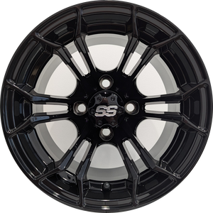 12" Aluminum Golf Cart Wheel - Excalibur Series 86 - Gloss Black