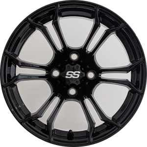 14" Aluminum Golf Cart Wheel - Excalibur Series 86 - Gloss Black