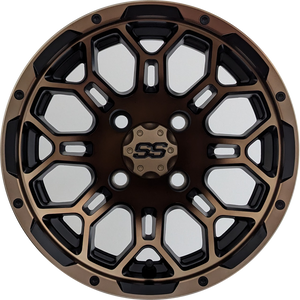 12" Aluminum Golf Cart Wheel - Excalibur Series 87 - Matte Black / Bronze Face