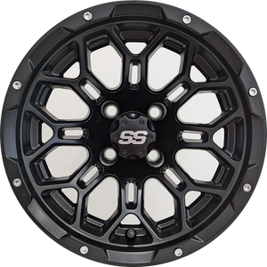 12" Aluminum Golf Cart Wheel - Excalibur Series 87 - Matte Black