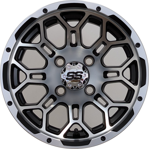 12" Aluminum Golf Cart Wheel - Excalibur Series 87 - Matte Black / Machined Face