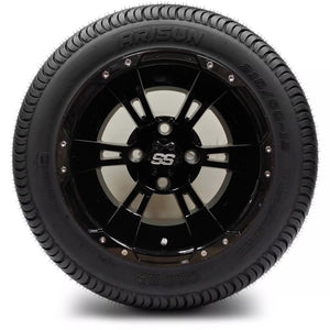 12in. Low Pro 215/50-12 on Excalibur Series 57 Gloss Black Wheel - Set of 4