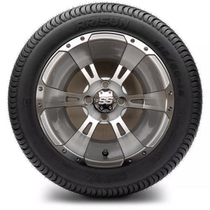 12in. Low Pro 215/50-12 on Excalibur Series 57 Silver/Machined Face Wheel - Set of 4
