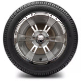 12in. Low Pro 215/50-12 on Excalibur Series 57 Silver/Machined Face Wheel - Set of 4