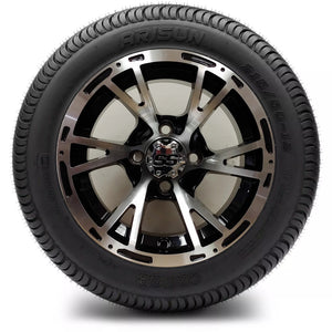 12in. Low Pro 215/50-12 on Excalibur Series 63 Black/Machined Face Wheel - Set of 4