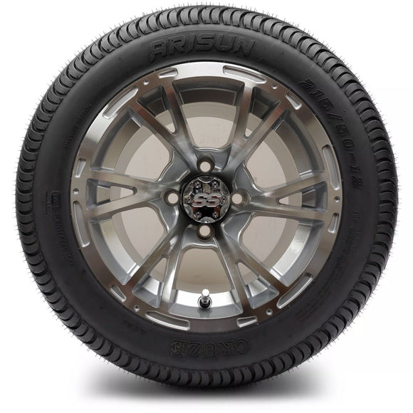 12in. Low Pro 215/50-12 on Excalibur Series 63 Silver/Machined Face Wheel - Set of 4