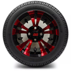 12in. Low Pro 215/50-12 on Excalibur Series 74 Black/Red Wheel - Set of 4