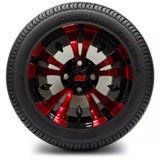 12in. Low Pro 215/50-12 on Excalibur Series 74 Black/Red Wheel - Set of 4