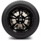 12in. Low Pro 215/50-12 on Excalibur Series 74 Gloss Black Wheel - Set of 4