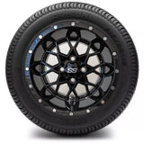 12in. Low Pro 215/50-12 on Excalibur Series 80 Gloss Black Wheel - Set of 4
