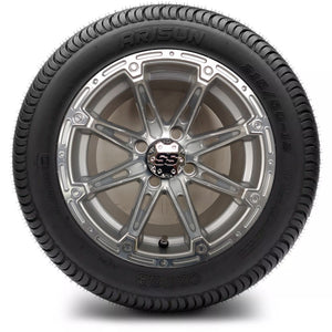 12in. Low Pro 215/50-12 on Excalibur Series 81 Silver/Machined Face Wheel - Set of 4