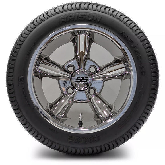 12in. Low Pro 215/50-12 on Excalibur Series 82 Chrome Wheel - Set of 4