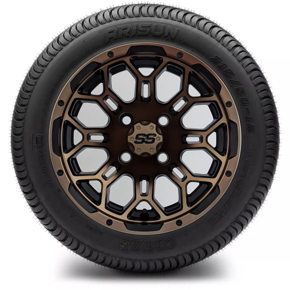 12in. Low Pro 215/50-12 on Excalibur Series 87 Matte Black / Bronze Face Wheel - Set of 4