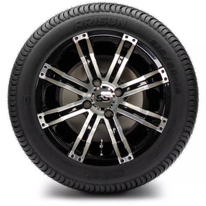 12in. Low Pro 215/50-12 on Excalibur AX-3 Series Black/Machined Face Wheel - Set of 4