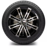 12in. Low Pro 215/50-12 on Excalibur AX-3 Series Black/Machined Face Wheel - Set of 4