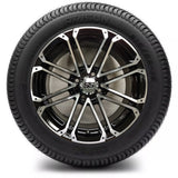 12in. Low Pro 215/50-12 on Excalibur AX6-12 Series Black/Machined Face Wheel - Set of 4