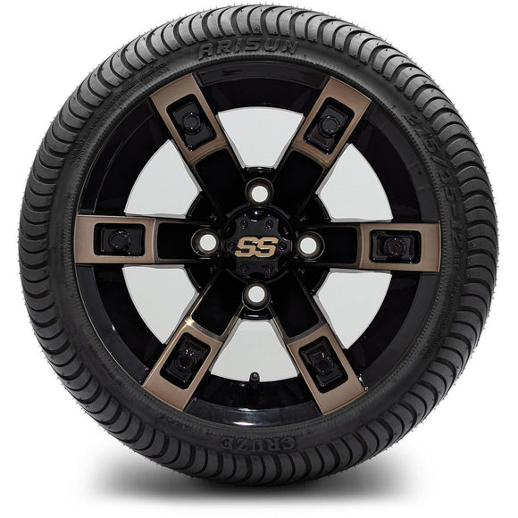 12in. Low Pro 215/35-12 on Excalibur Series 71 Gloss Black / Bronze Wheel - Set of 4