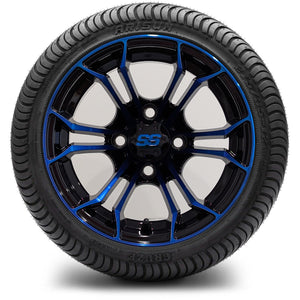 12in. Low Pro 215/35-12 on Excalibur Series 86 Black/Blue Wheel - Set of 4