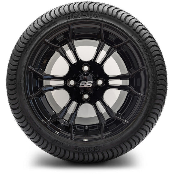 12in. Low Pro 215/35-12 on Excalibur Series 86 Gloss Black Wheel - Set of 4