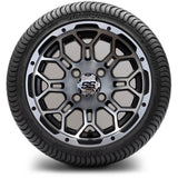 12in. Low Pro 215/35-12 on Excalibur Series 87 Matte Black / Machined Face Wheel - Set of 4