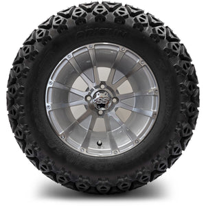 12in. Off Road 23x10.5x12 on Excalibur Series 56 Silver/Machined Face Wheel - Set of 4