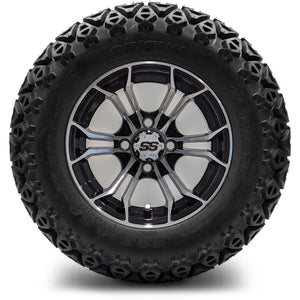 12in. Off Road 23x10.5x12 on Excalibur Series 86 Gloss Black / Machined Face Wheel - Set of 4