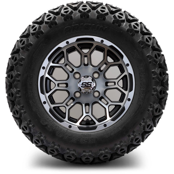 12in. Off Road 23x10.5x12 on Excalibur Series 87 Matte Black / Machined Face Wheel - Set of 4