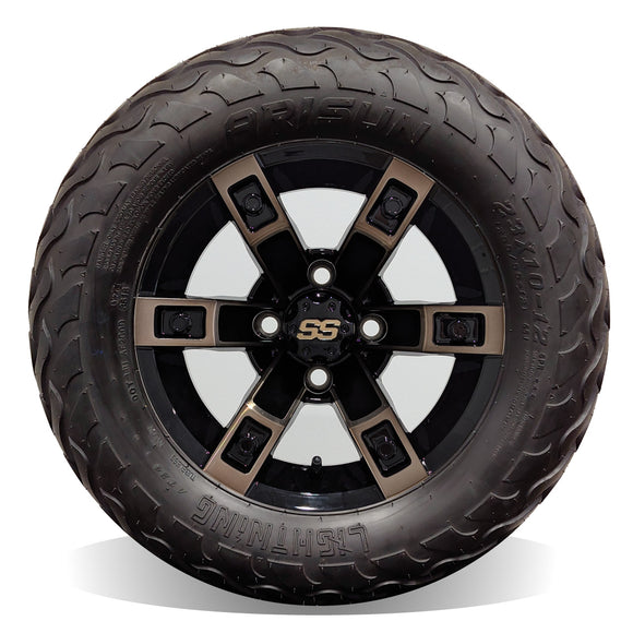 12in. LIGHTNING Off Road 23x10-12 on Excalibur Series 71 Gloss Black / Bronze Wheel - Set of 4