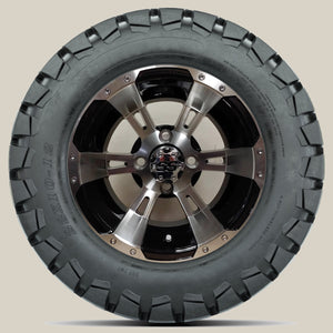 12in. TIMBERWOLF 22x10-12 on Excalibur Series 57 Black/Machined Face Wheel - Set of 4