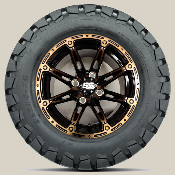 12in. TIMBERWOLF 22x10-12 on Excalibur Series 81 Bronze/Machined Face Wheel - Set of 4
