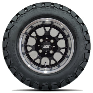 12in. TIMBERWOLF 22x10-12 on Excalibur Series 85 Gloss Black / Machined Lip Wheel - Set of 4