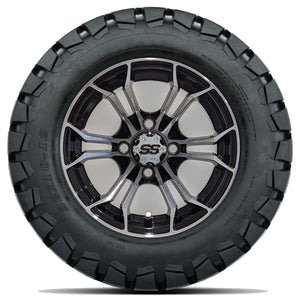 12in. TIMBERWOLF 22x10-12 on Excalibur Series 86 Gloss Black / Machined Face Wheel - Set of 4