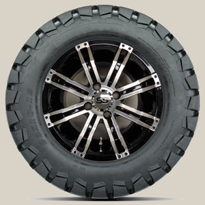 12in. TIMBERWOLF 22x10-12 on Excalibur AX-3 Series Black/Machined Face Wheel - Set of 4