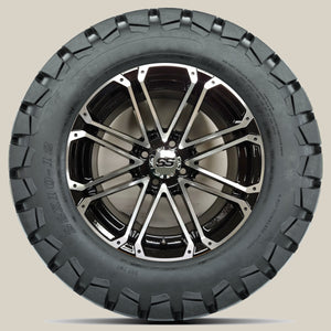 12in. TIMBERWOLF 22x10-12 on Excalibur AX6-12 Series Black/Machined Face Wheel - Set of 4