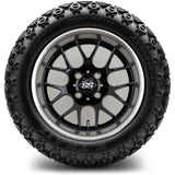 14in. Off Road 23x10x14 on Excalibur Series 85 Gloss Black / Machined Lip Wheel - Set of 4