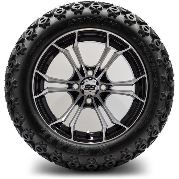 14in. Off Road 23x10x14 on Excalibur Series 86 Black/Machined Face Wheel - Set of 4