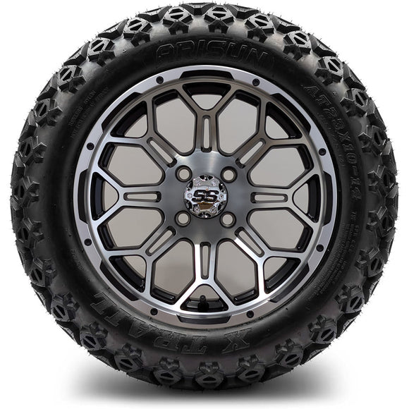 14in. Off Road 23x10x14 on Excalibur Series 87 Matte Black / Machined Face Wheel - Set of 4