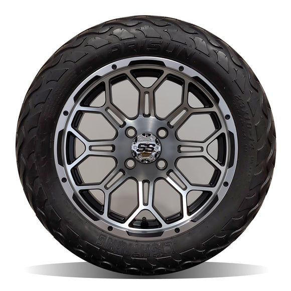 14in. LIGHTNING Off Road 23x10x14 on Excalibur Series 87 Matte Black / Machined Face Wheel - Set of 4